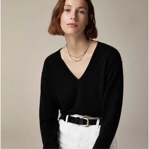 J.Crew Cashmere Black V-Neck Sweater | Classic Wardrobe Staple